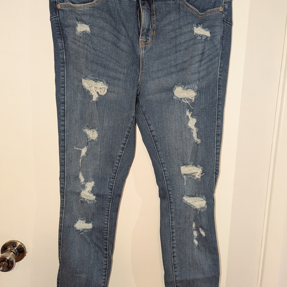 Torrid Distressed Blue Skinny Jeans Short